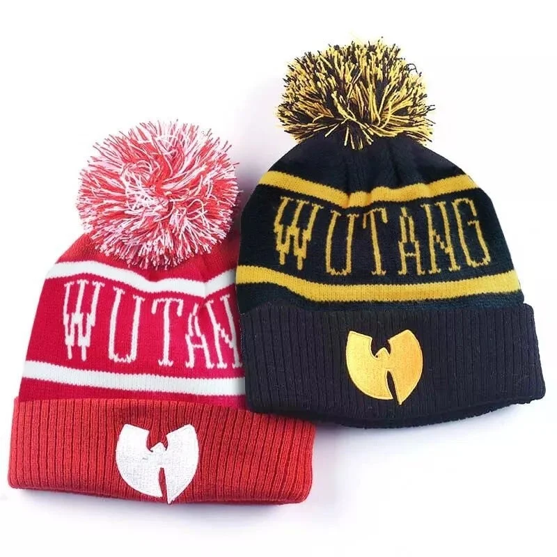 Wu Tang Beanie Letters Embroidery Faux Fur Pom Pom Hat