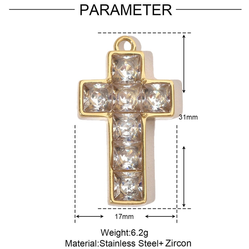 3 PCS/Package 25*44mm 35*40mm 37*40mm Titanium Steel Pearl Zircon Cross Sun Heart Shape Pendant Jewelry Accessories