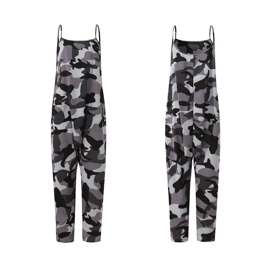 New Women Camouflage Printed Overalls One-piece Loose Strap Harem long Pants for Daily/Outdoor/Street Shoot Sling lady Overalls