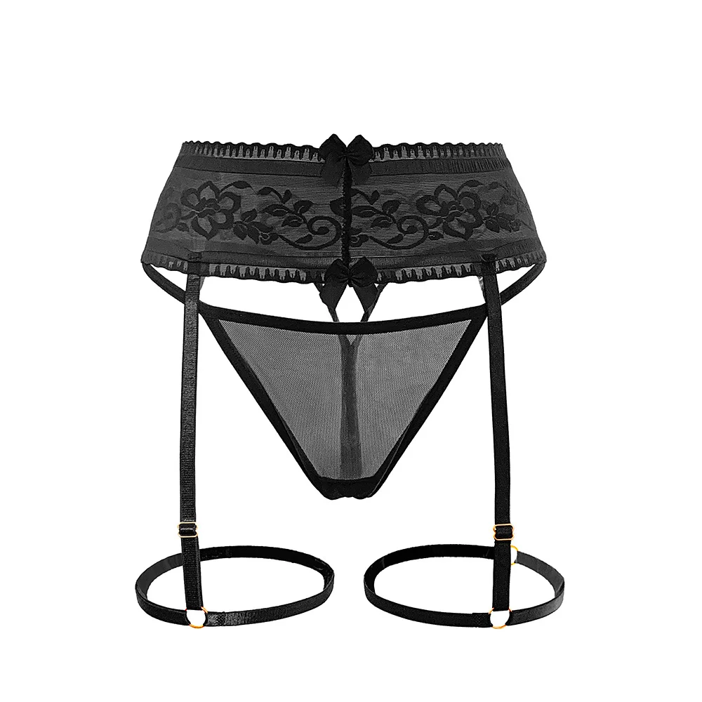 Churchf Churchf Temptation Sexy Garter Black Silk Emotional Appeal Beautiful Leg Ring Adjustable Pantyhose Super Thin Pantyhose Set