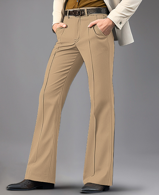 Business Ice Silk Solid Slant Pocket Flare Leg Pants