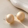 Simple Matte Texture Brown Pearl Earrings