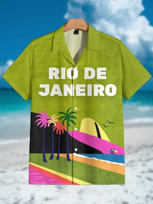 Men's RIO DE JANEIRO Travel In Brazil Art Print Shirt
