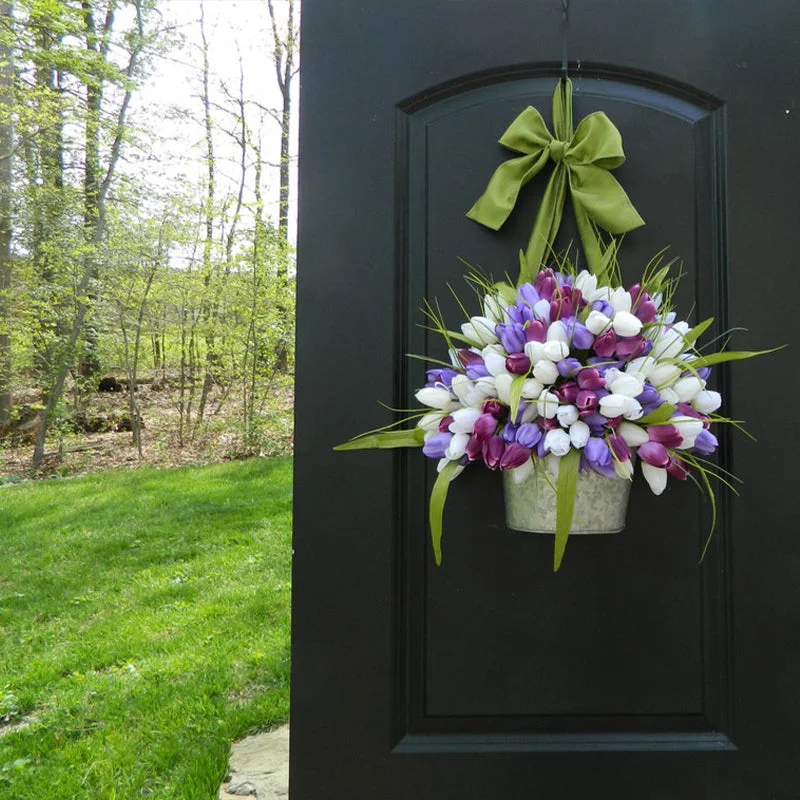 Tulip Buckets for Front Door Spring Tulip Wreaths