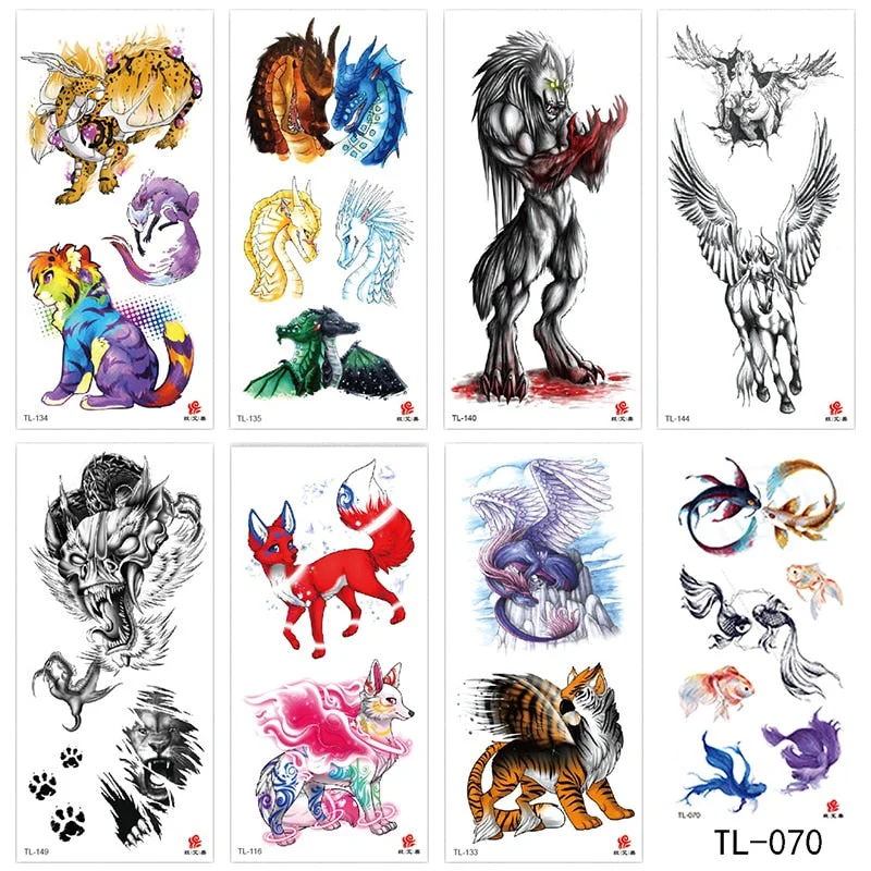 Animal and plant totem flower butterfly bird fox body arm waterproof men and women healthy natural temporary tattoo stickers