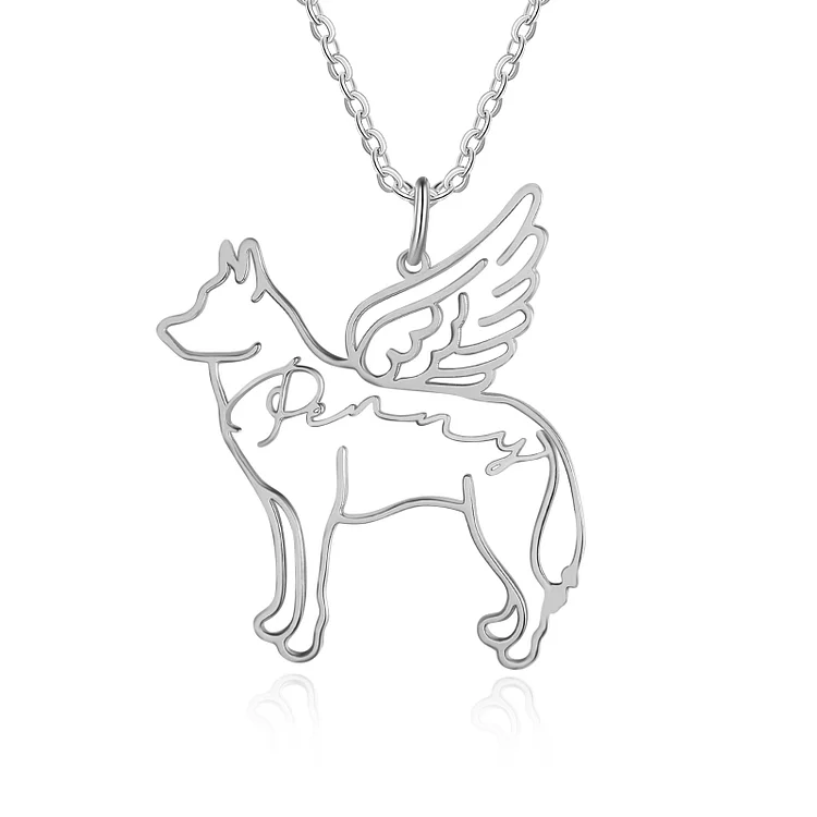 Kettenmachen Personalisierbare Gravur Name Hund mit Flügeln Halskette für Hundeliebhaber