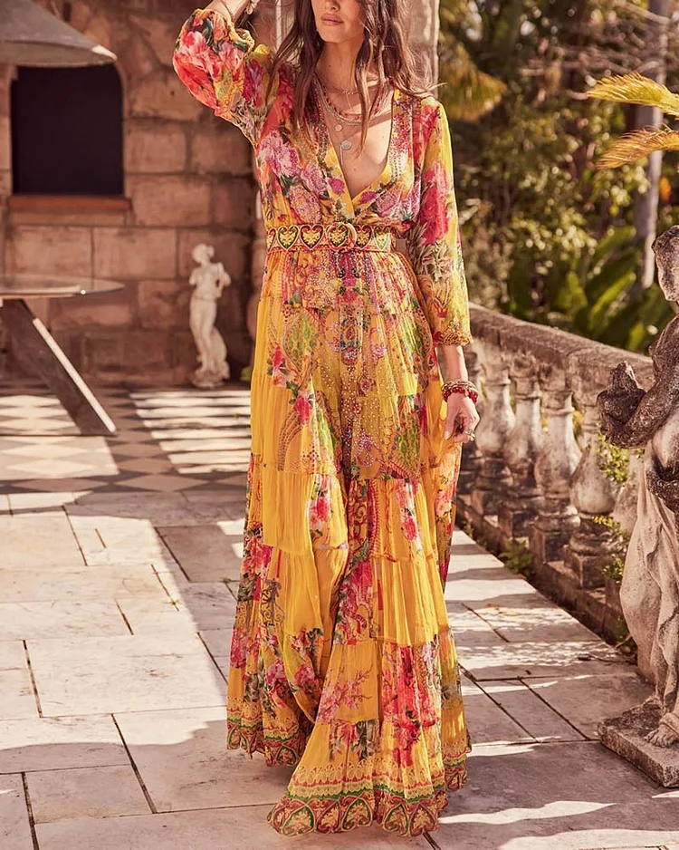 Women's Fashion Printed Long Sleeve Dress