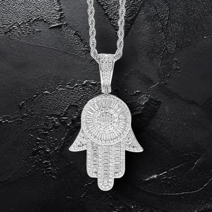 BLING KING Eyes of the angel of Fatima Hip Hop Full Iced Out Necklace-VESSFUL
