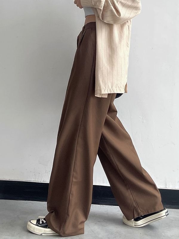 Basic Casual Straight Leg Tailored Pants
