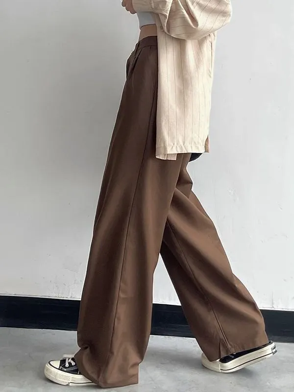 Basic Casual Straight Leg Tailored Pants