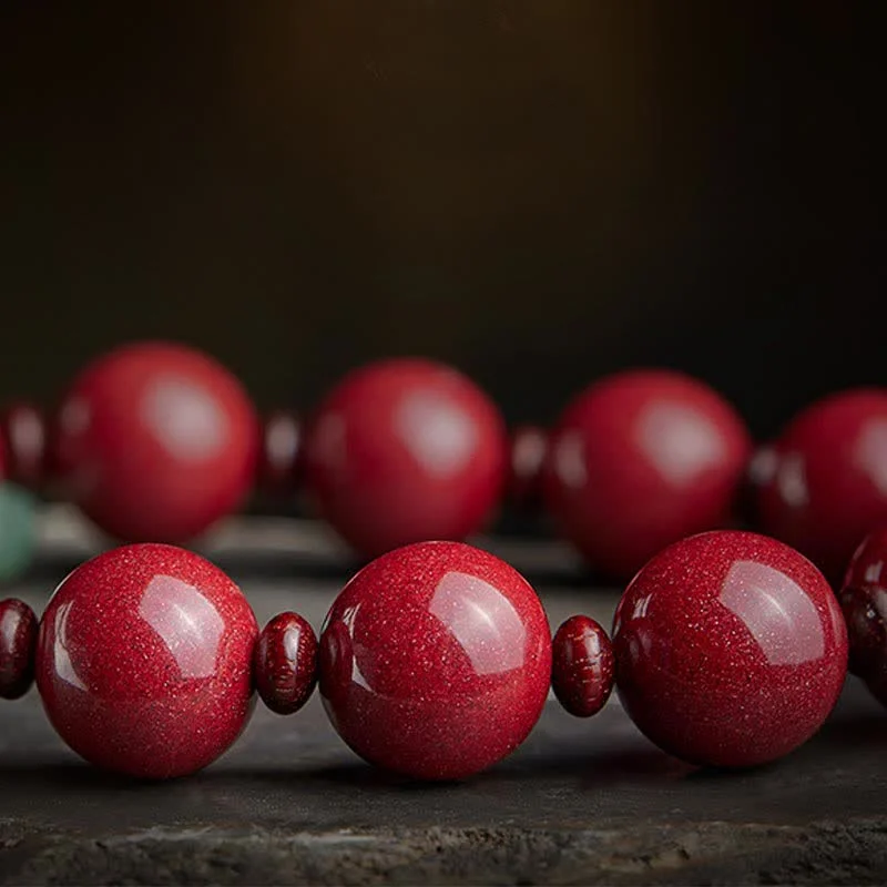 925 Sterling Silver Chinese Zodiac Cinnabar Om Mani Padme Hum Jade Blessing Wrist Mala