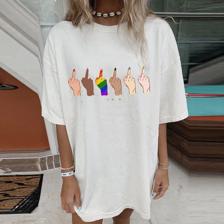 Loose Finger Print Short Sleeve T-shirt