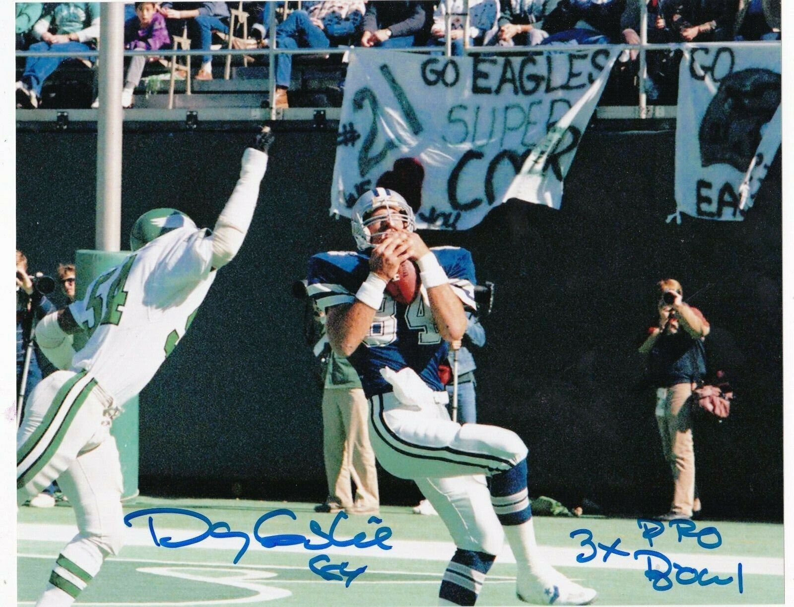 DOUG COSBIE DALLAS COWBOYS 3 X PRO BOWL ACTION SIGNED 8x10 Photo Poster painting