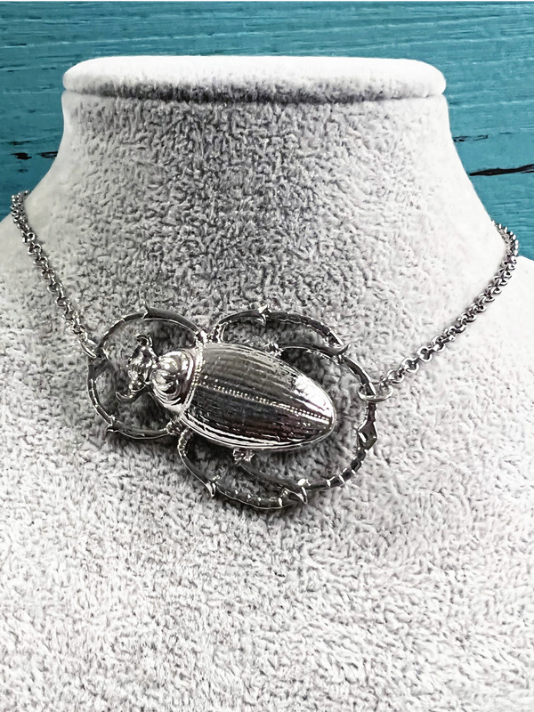 Vintage Beetle Scarab Insect Fashion Necklace for Adults
