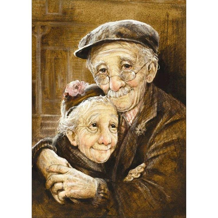 Full Round Diamond Painting Old Couple Lovers (40*30cm)
