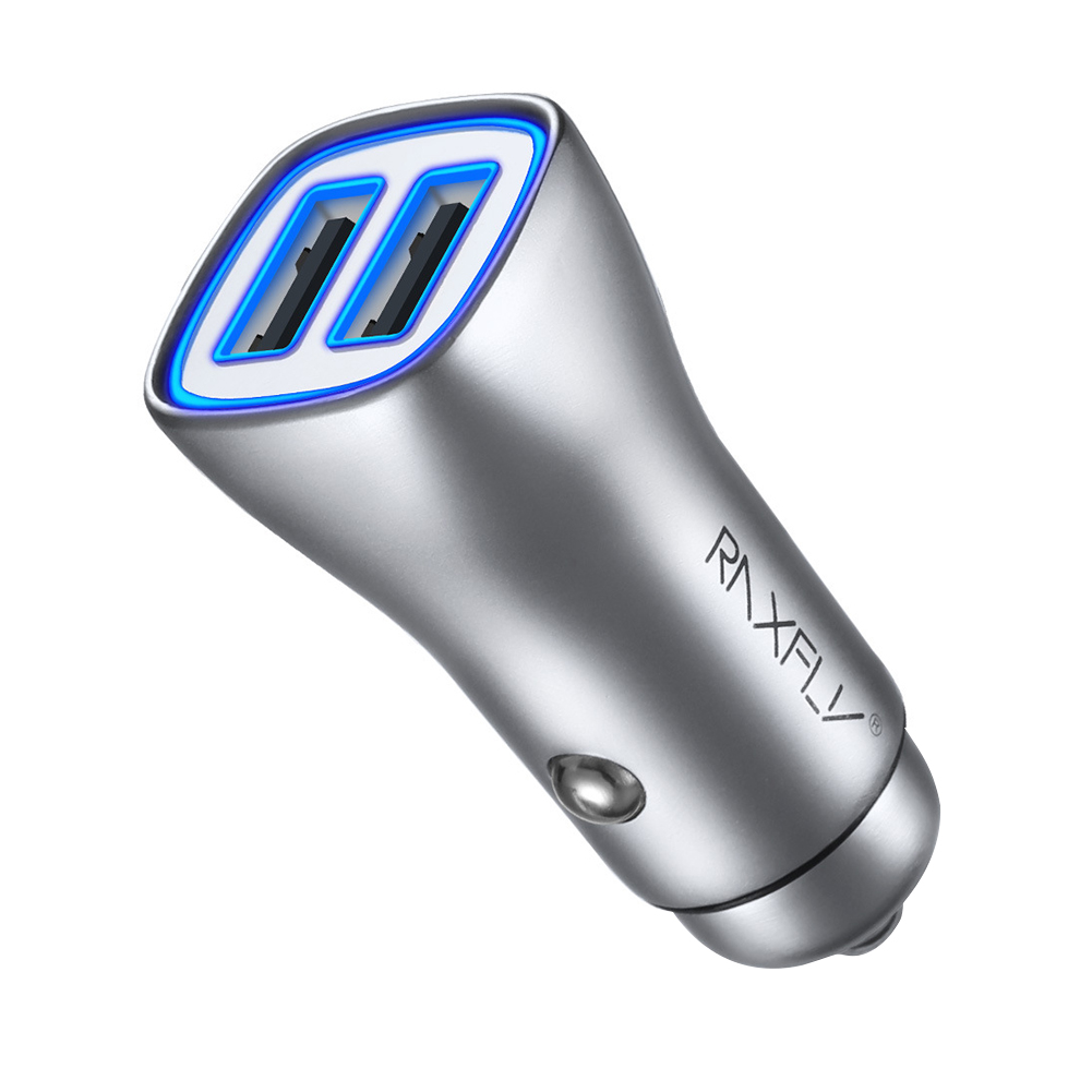 

RAXFLY Car Charger Zinc Alloy 3.6A Dual USB Fast Charger for Phone Tablet, 501 Original