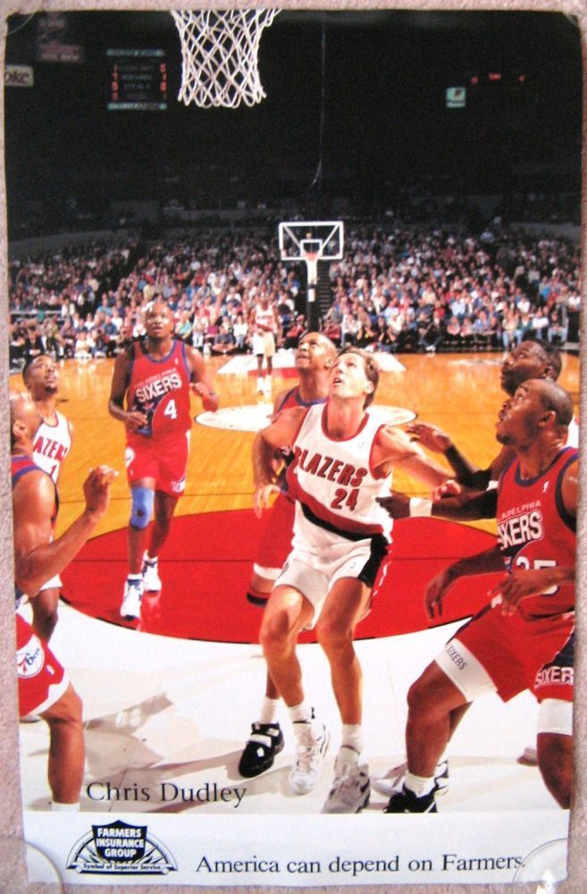 CHRIS DUDLEY 1990s Portland Blazers POSTER Game Handout Trailblazers