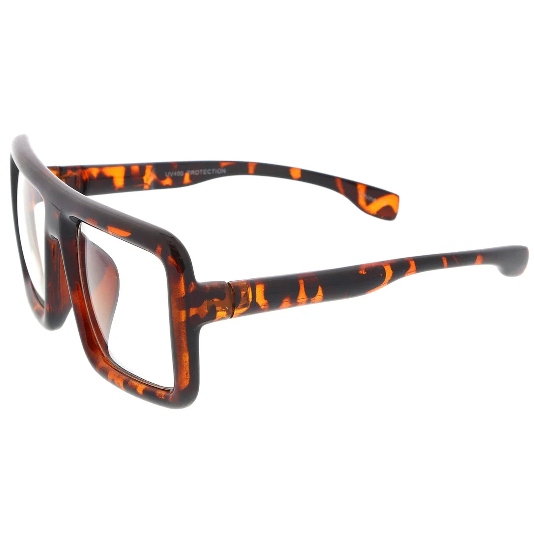 Oversize Bold Thick Frame Clear Lens Square Eyeglasses 58mm