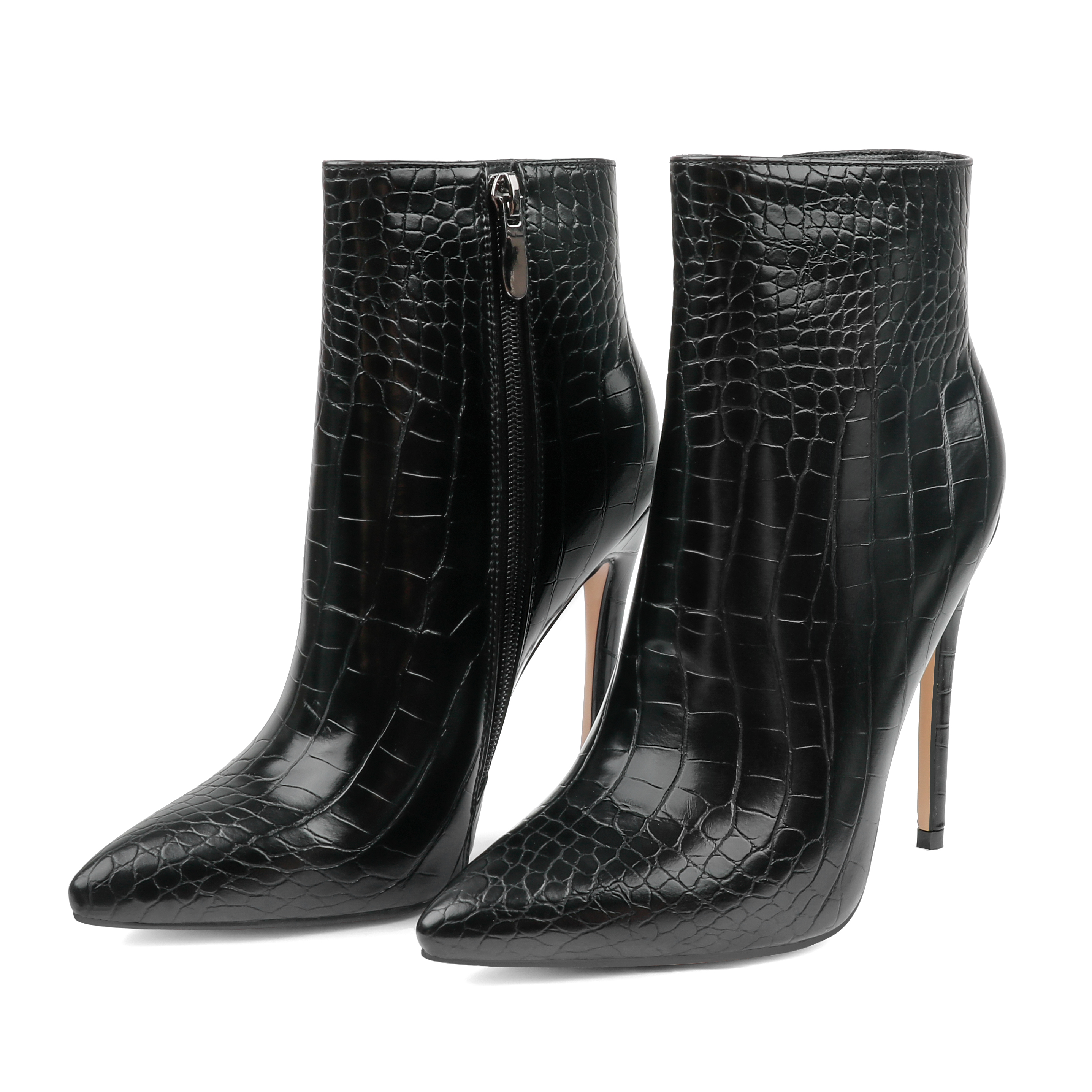 120mm Women's Ankle Boots Closed Pointed Toe Stilettos Autumn Dress Booties-MERUMOTE