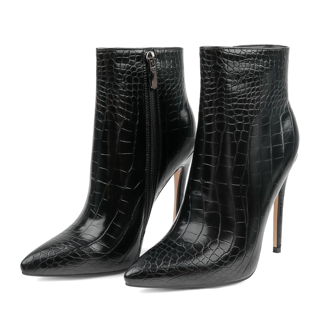 120mm Women's Ankle Boots Closed Pointed Toe Stilettos Autumn Dress Booties-MERUMOTE