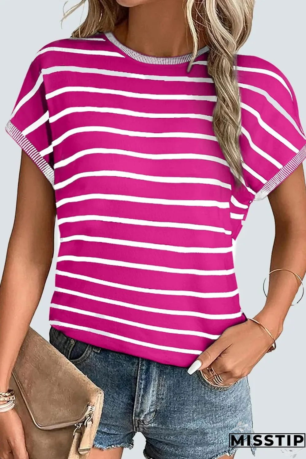 Rose Knitted Bat Sleeve T Shirt