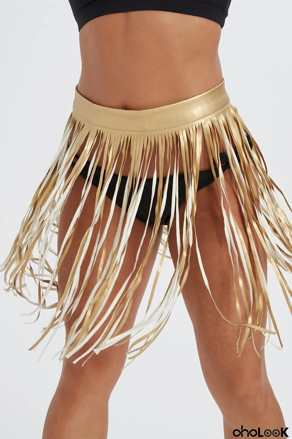 Gold Fashion Sexy Solid Tassel Patchwork Regular High Waist Skirt