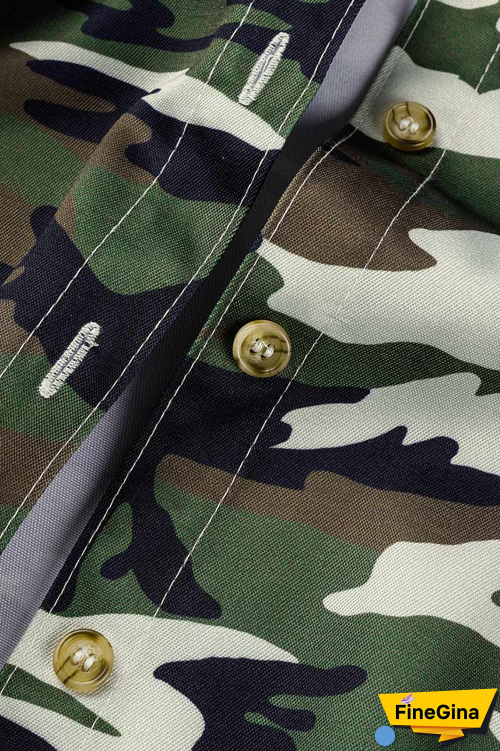 Camouflage Casual Camouflage Print Patchwork Turndown Collar Shirt Dress Dresses