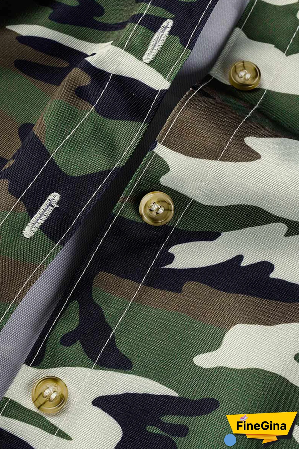 Camouflage Casual Camouflage Print Patchwork Turndown Collar Shirt Dress Dresses