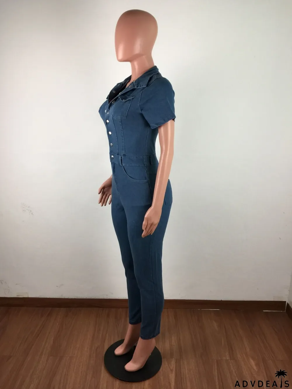 Summer Short Sleeves Denim Fit Jumpsuit