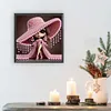 Fille aux grands yeux dans un chapeau haut de forme - peinture au diamant de forme sp&eacute;ciale - 30*30cm