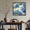 Diamond Painting-DIY Full Round Drill White Cat Flower(40*40 CM)
