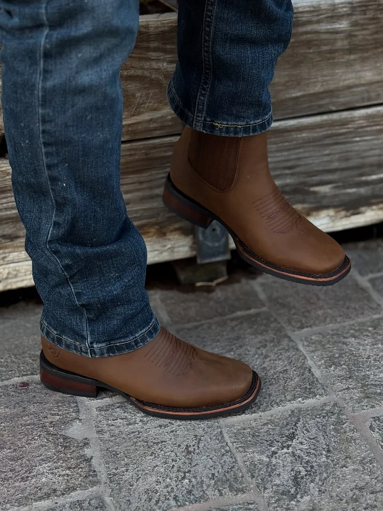 Embroidered Slip-On Chelsea Boots