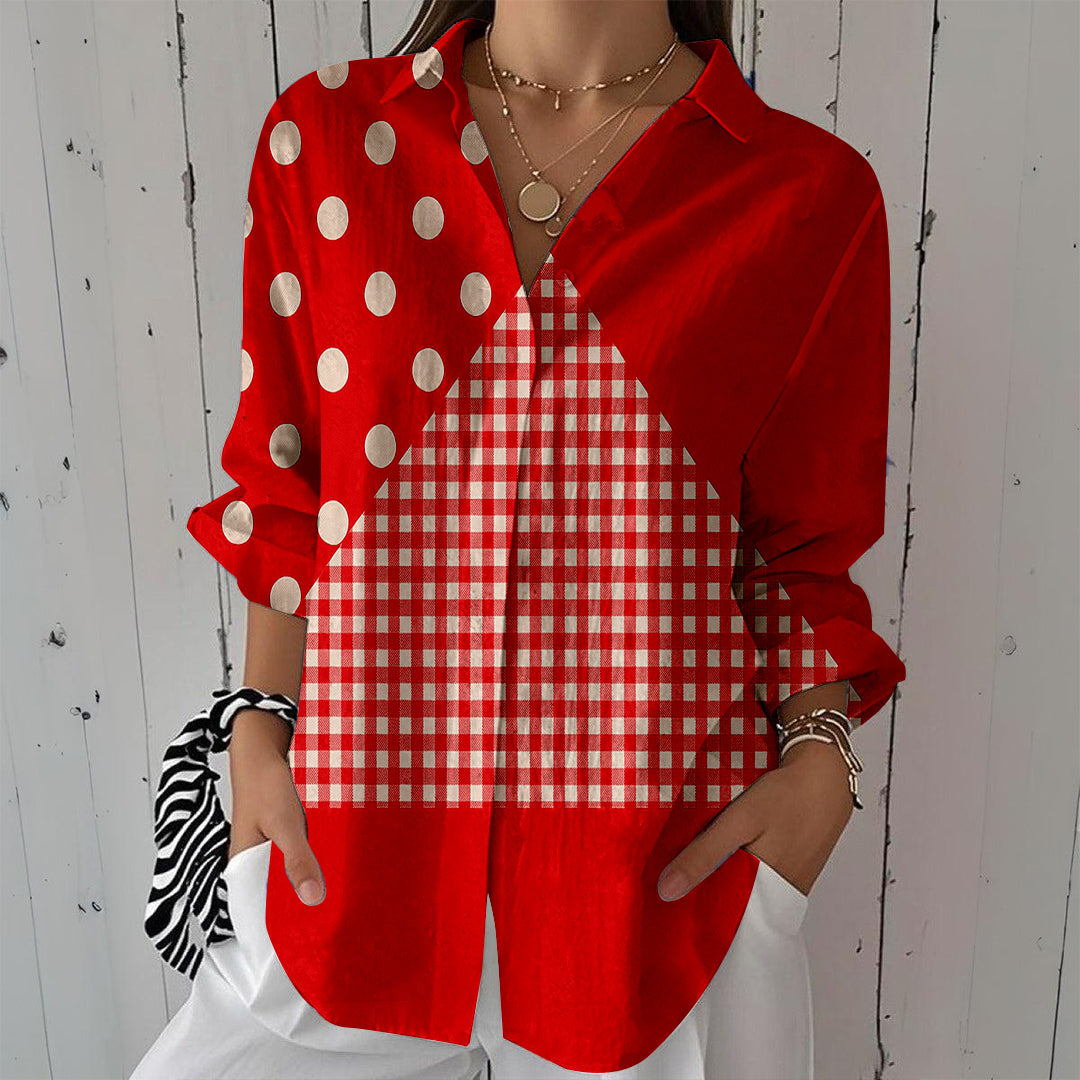 Women Long Sleeve V-neck Graphic Floral Printed Top