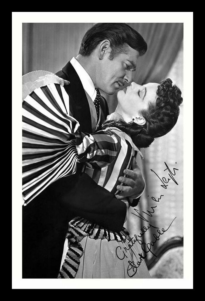 Clark Gable & Vivien Leigh - Gone With The Wind Signed & Framed Photo Poster painting 1