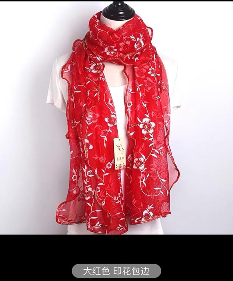 Ruffled printed scarf 175X50CM