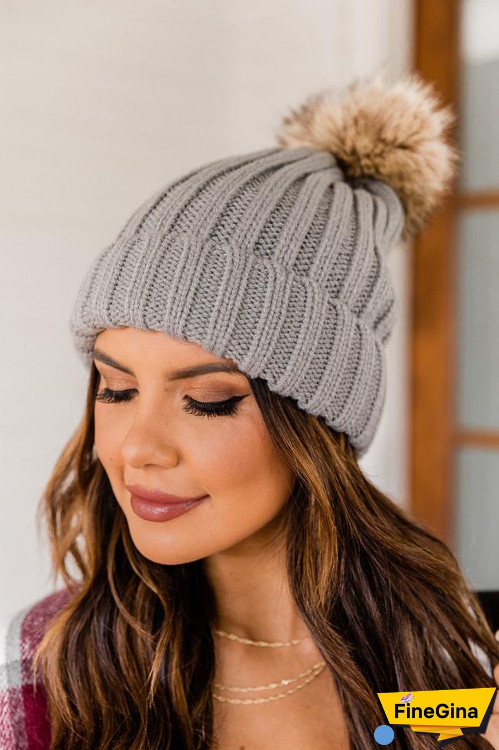 Chunky Knit Pom Pom Beanie Hat