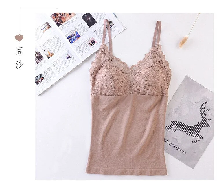 Sexy Lace Tank Top Soft Skin Wireless Straps Beauty Back Crop Top Women Lingerie Vest Tee Camisole Feminino Soutien Gorge
