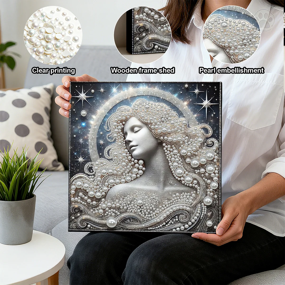 Celestial Pearl Goddess DIY Pearl Art Diamond Painting 30x30cm for Home Decor