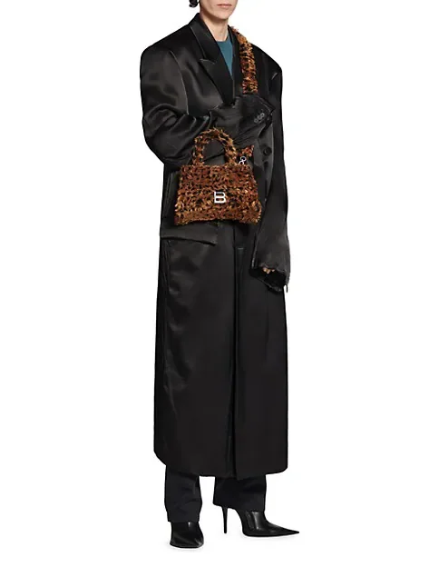 Balenciaga Hourglass Small Handbag With Strap With Leopard Print