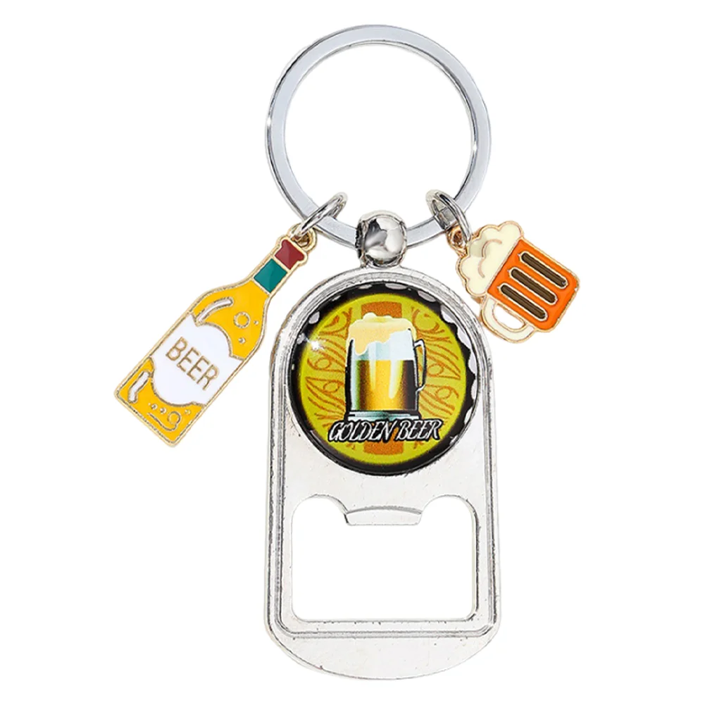 Beer Festival Zinc Alloy Beer Bottle Opener Keychain Gift for Christmas/Birthday