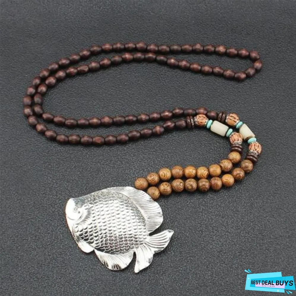 Ethnic Fish Horn Long Statement Men Womens Jewelry