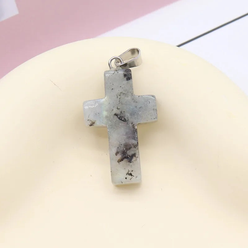 1 Piece 2.5*1.8cm Natural Stone Cross Pendant