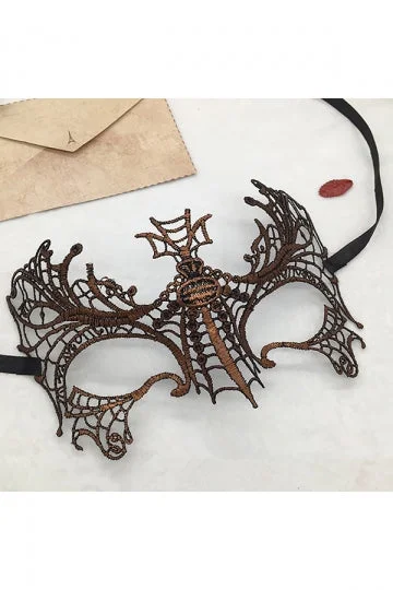 Sexy Spider Lace Half Face Eyes Mask For Lady Halloween Party Coffee-elleschic
