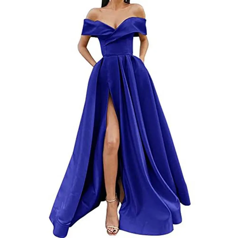 Brownm Brownm 2025 New Party Evening Dress Word Shoulder-Singing Noodles Long Overseas Warehouse Dress
