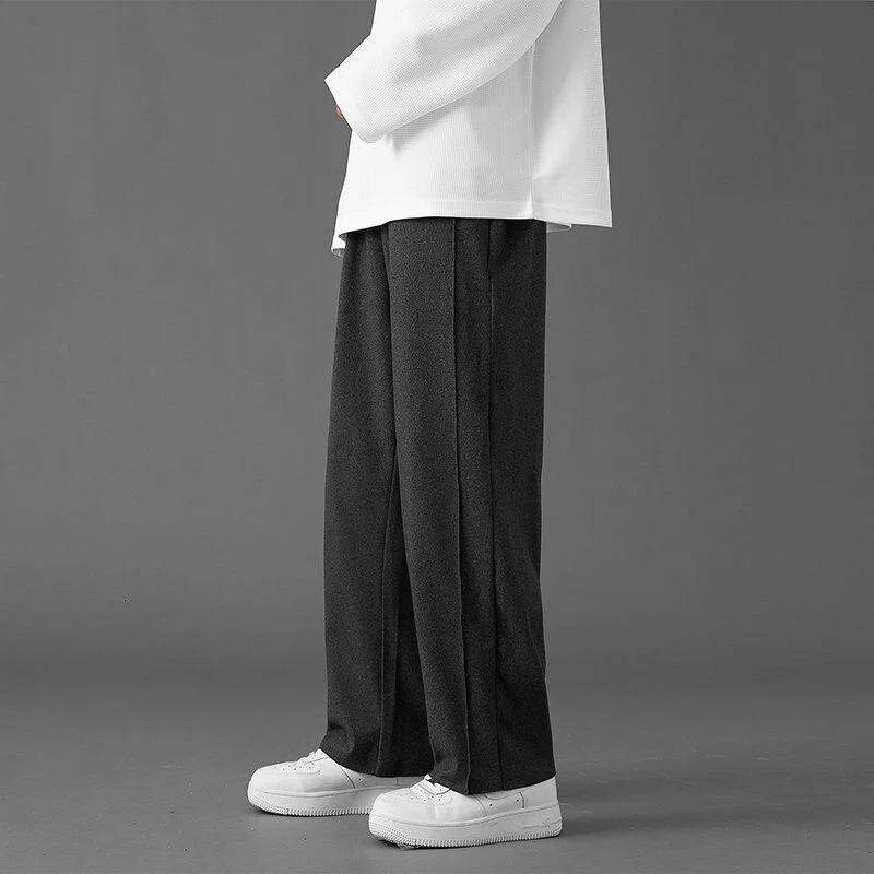 Men's Knit Pants New Loose Straight 2021 Couples Household To Take Comfortable Black White Trousers Rushed College Streets