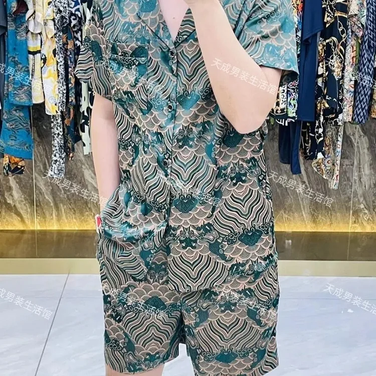 European Summer New Style for Men Can Wear Silky Comfortable Outside Chinese Style Cool Breathable Home Clothing Fashion Suit