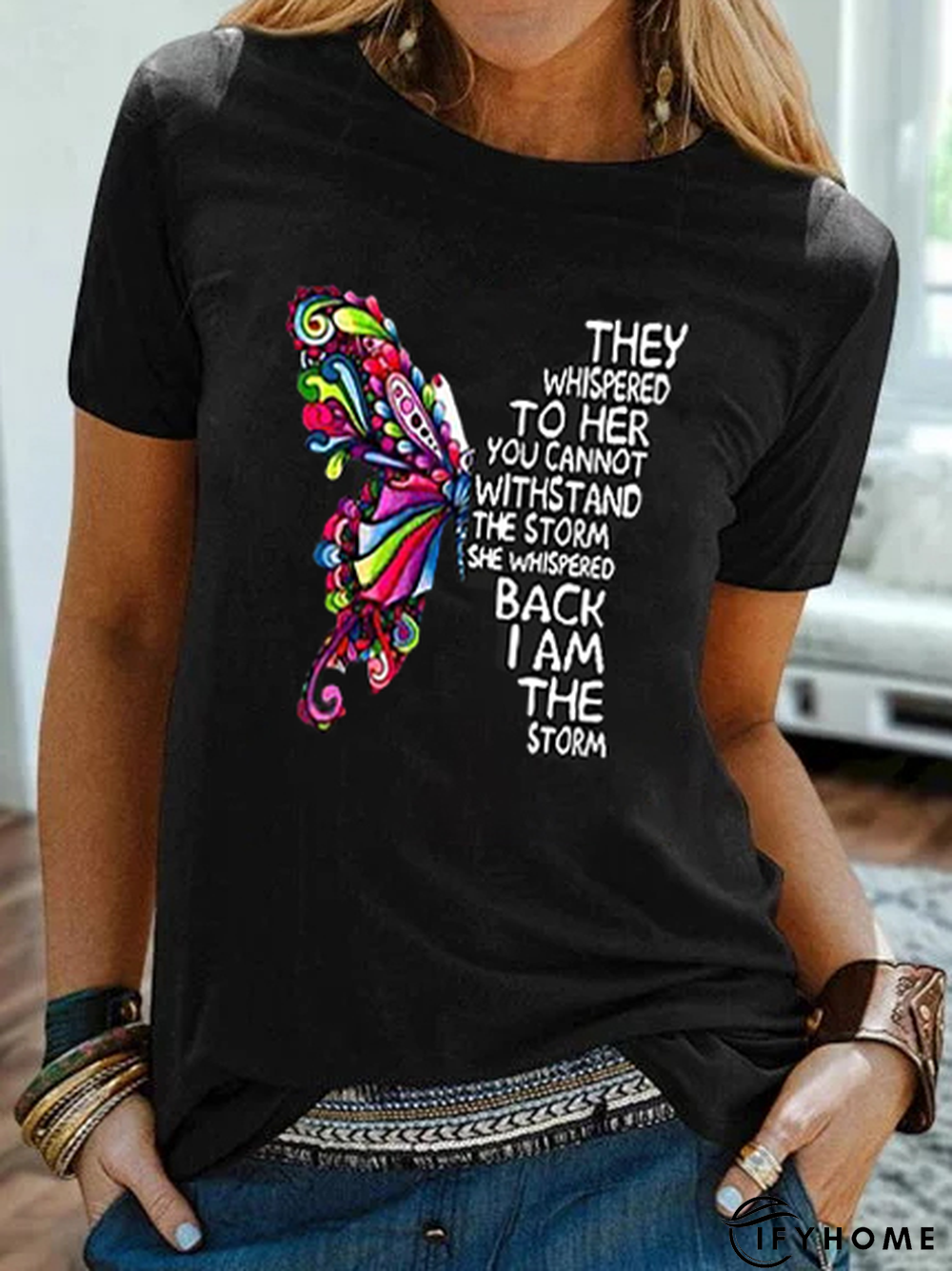 Crew Neck Casual Printed Short Sleeve T-shirt | IFYHOME