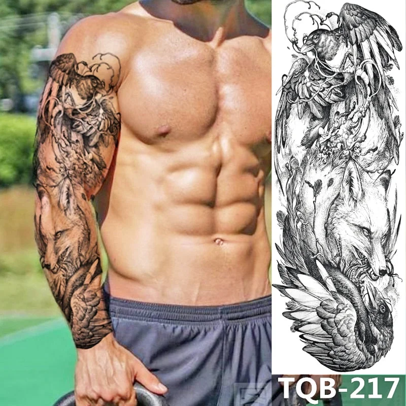 Waterproof Temporary Tattoo Sticker Totem Mechanical Full Arm Large Size Sleeve Tatoo Fake Tatto Flash Tattoos For Men Women