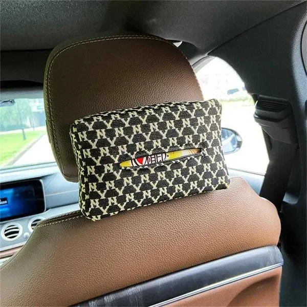 New Hanging Drawer Simple And Convenient To Use Durable Practical Lovable Portable Car Supplies Houndstooth Box Tissue