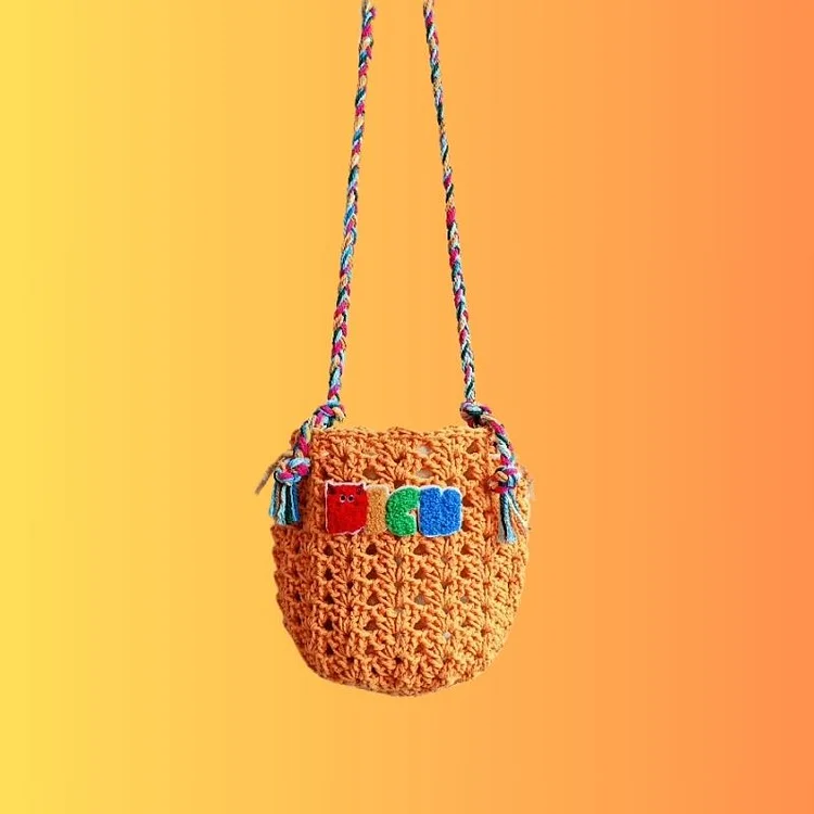 Lulusnow Handmade Orange NICE Minimalist Lifestyle Crochet Crossbody Bag